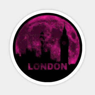 Pinkish Purple Moon London Skyline from Bridge over the Thames Magnet